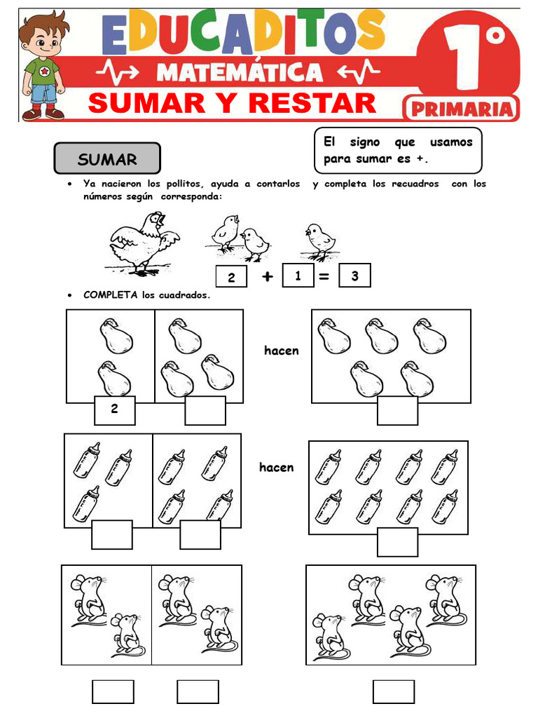 Sumar y Restar para Primer Grado de Primaria | PDF