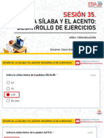 La Sílaba Y El Acento: Desarrollo de Ejercicios: Sesión 35