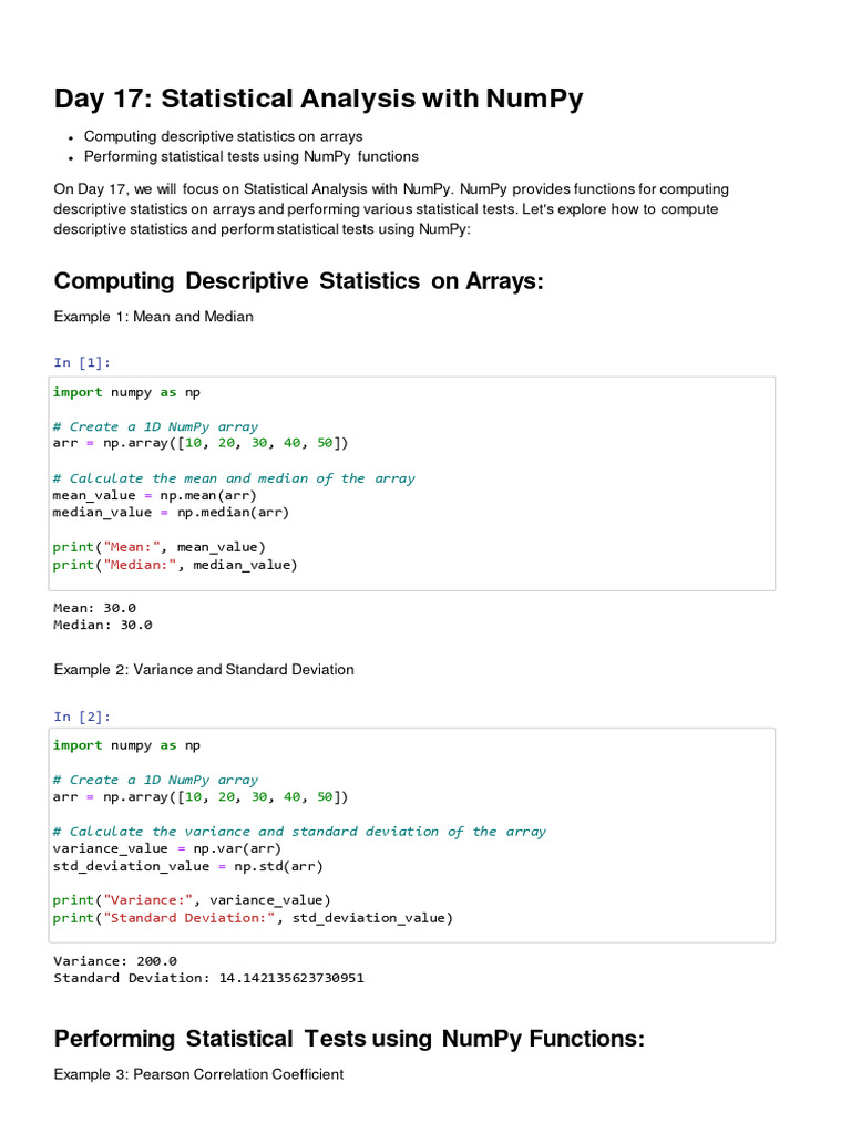 Day 17 - Numpy | PDF | Statistics | P Value