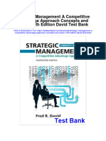 Strategic Management A Competitive Advantage Approach Concepts and Cases 14th Edition David Test Bank
