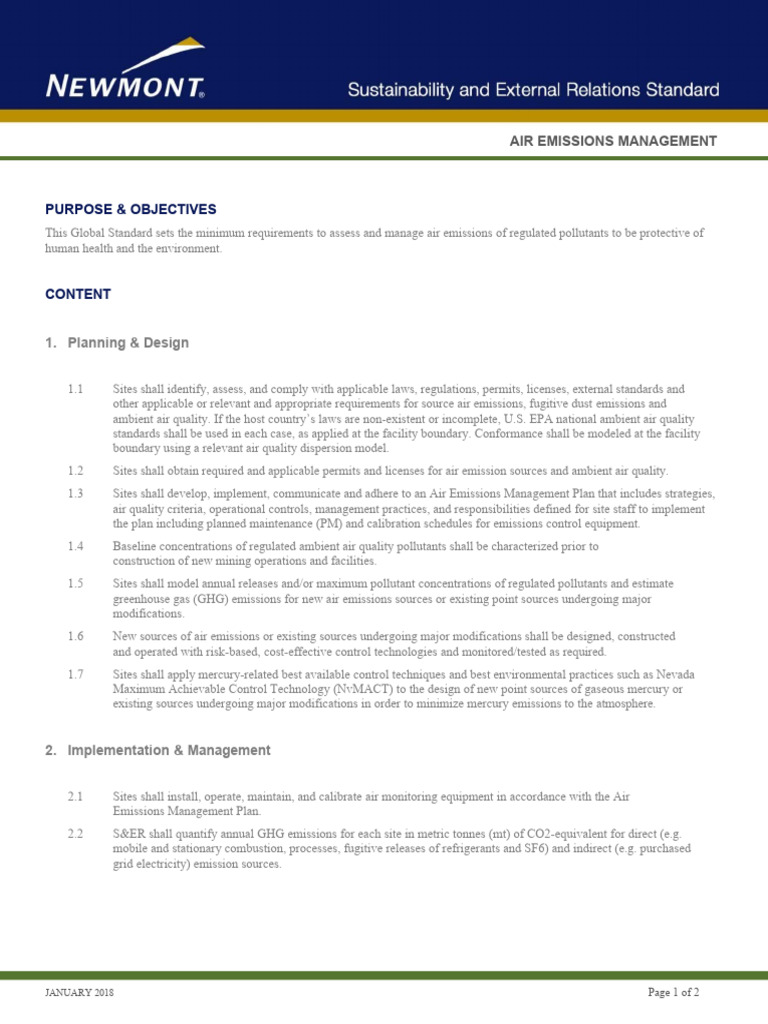 Air Emissions Management Standards | PDF | Air Pollution | Greenhouse Gas