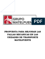 Propuesta para Mejorar Las Fallas Mecanicas en Las Unidades de Transporte Matelpuente