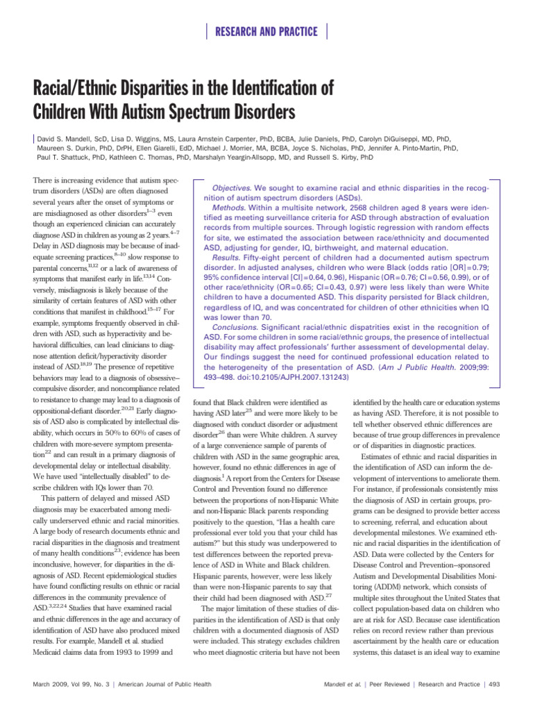 Mandell Et Al 2011 Racial Ethnic Disparities in The Identification of ...