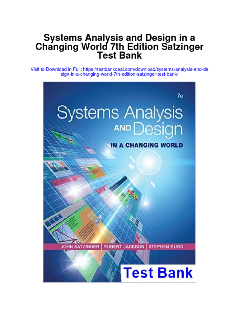Systems Analysis and Design in A Changing World 7th Edition Satzinger
