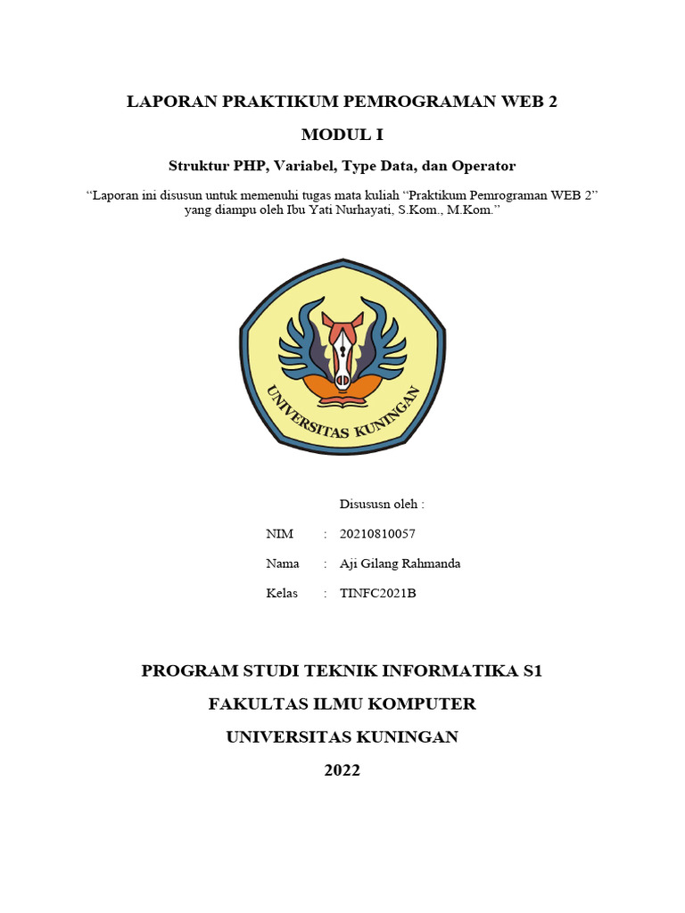Praktikum PHP: Struktur, Variabel, dan Operator | PDF | Bisnis