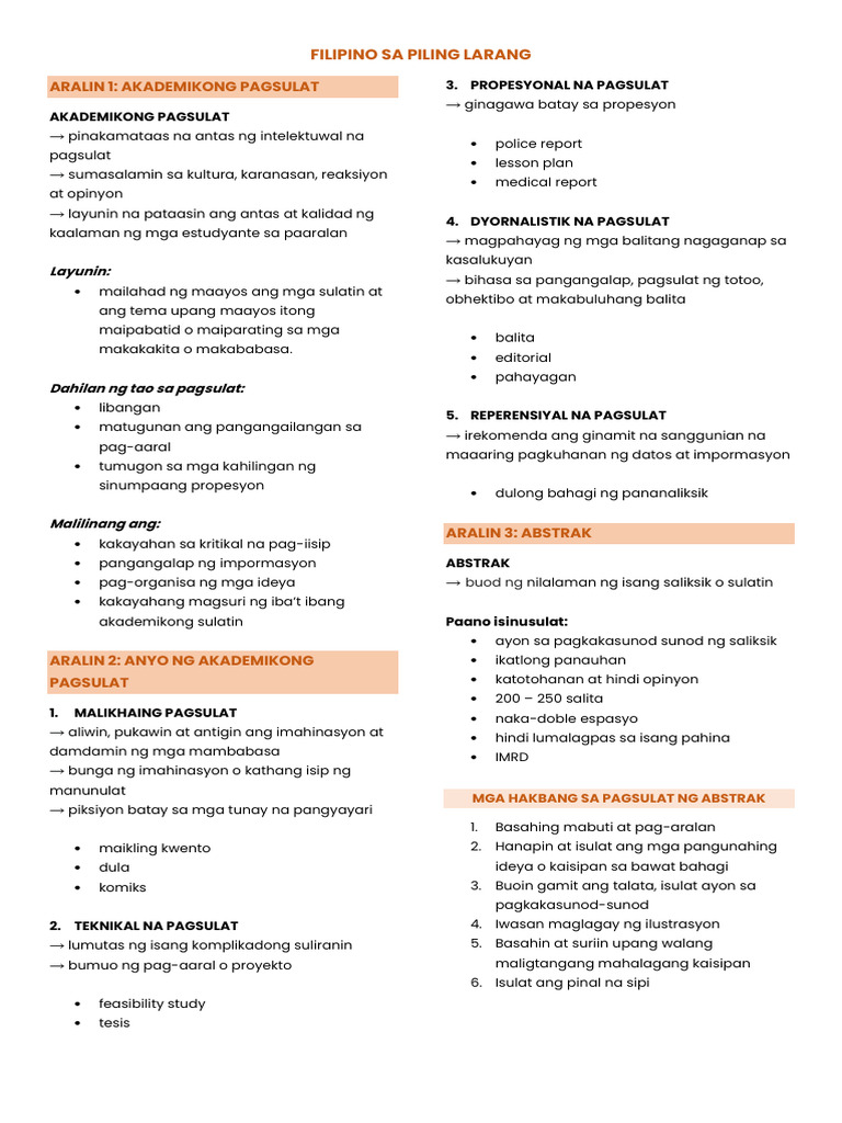 Piling Larang Reviewer | PDF