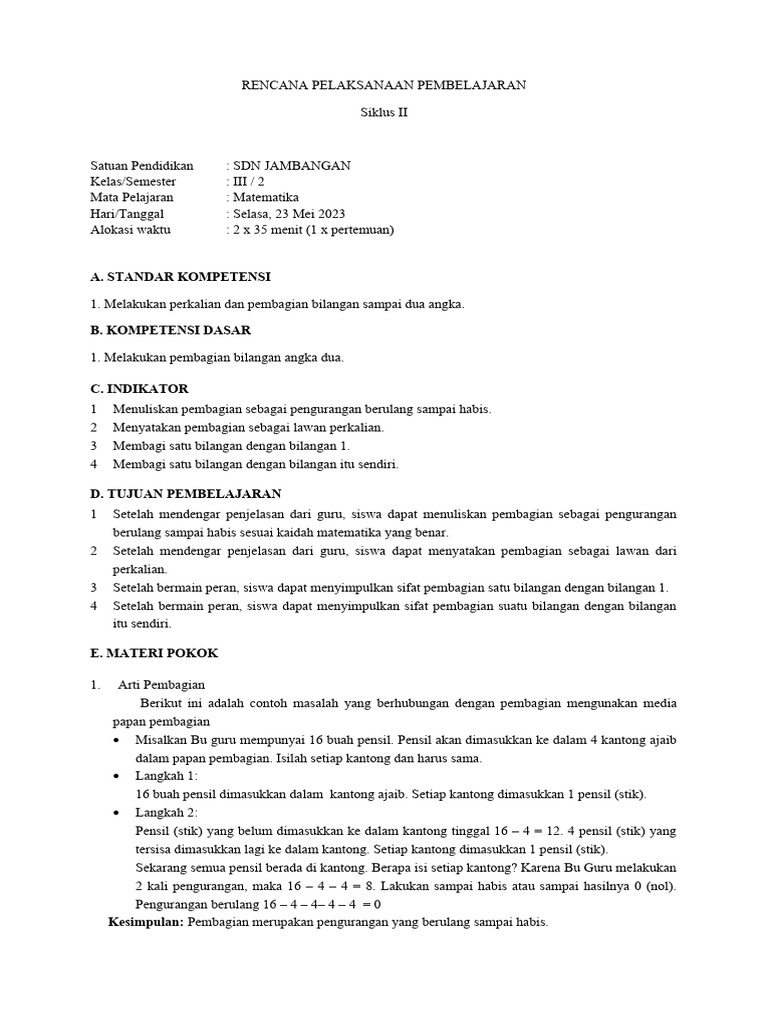 RPP PKP Siklus 2 | PDF