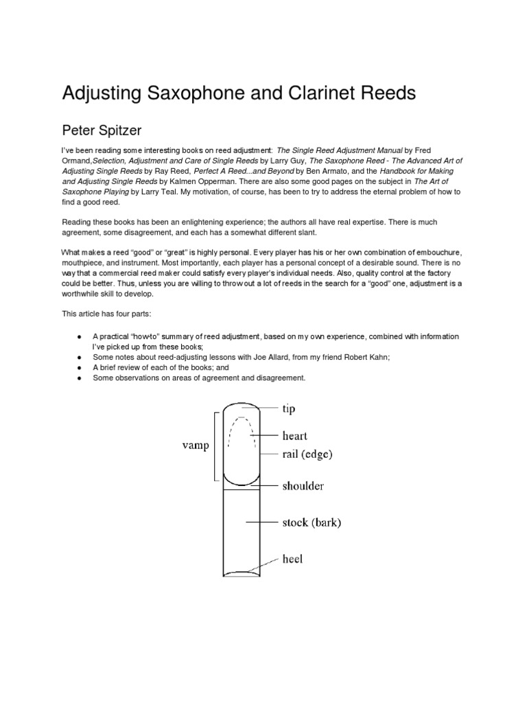 Adjusting Saxophone and Reeds A Practical Guide to Reed