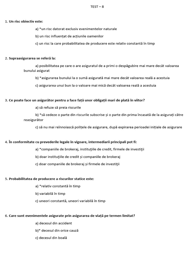 Test 8 Cu Raspuns | PDF