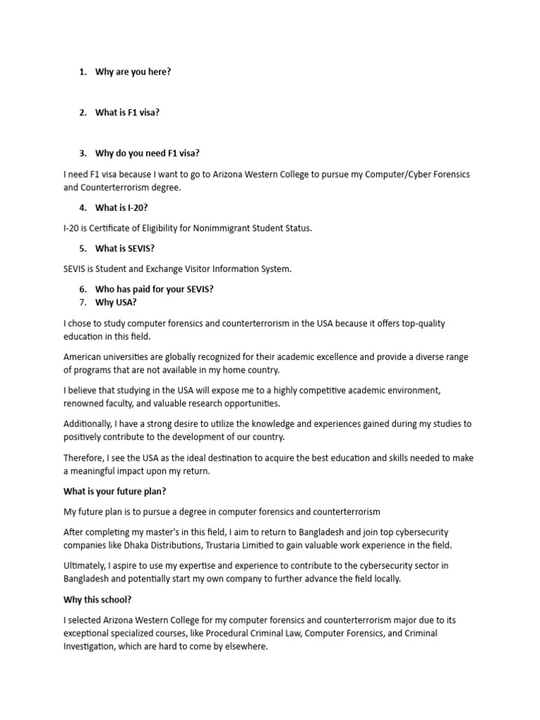 Usa f1 visa interview faq answers pdf computer forensics