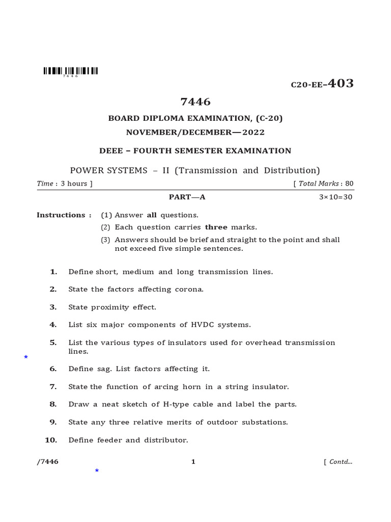 POWER SYSTEMS II (Transmission and Distribution) PartA
