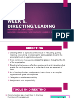 Week 6 - Directing & Leading