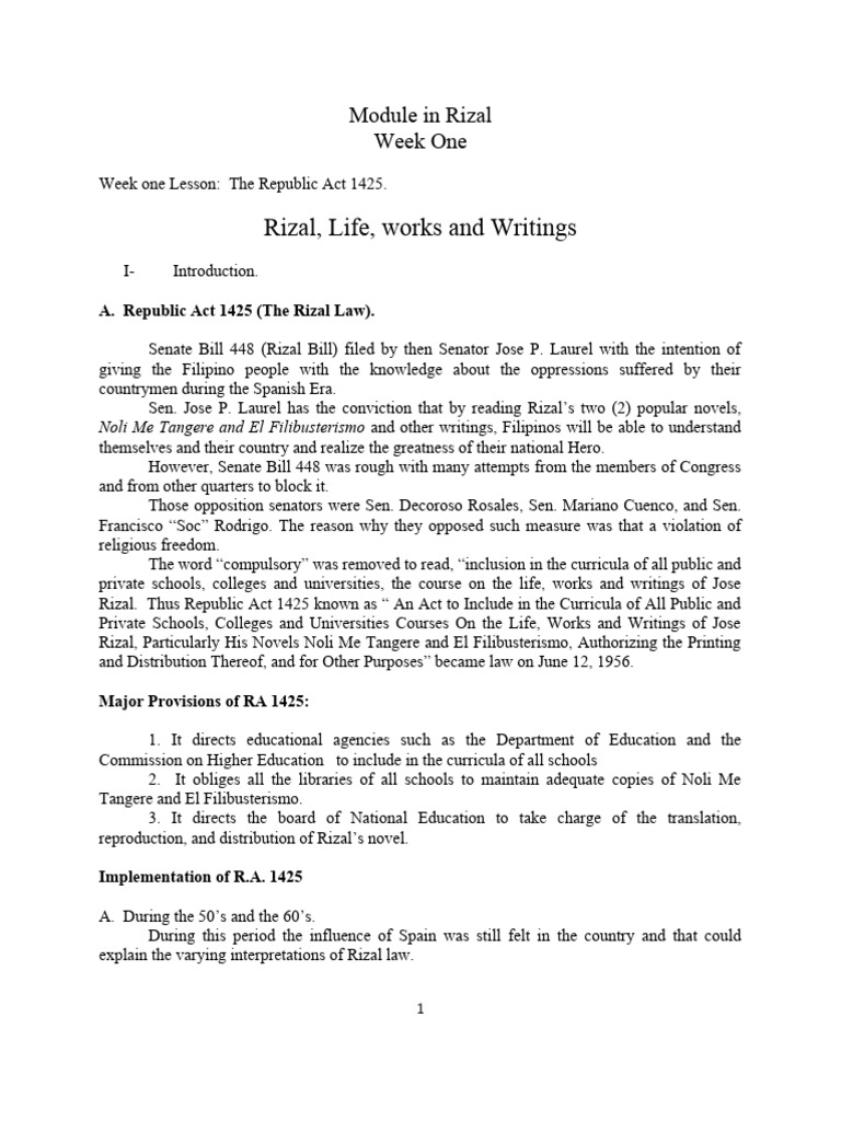 Week 1 Rizal | PDF