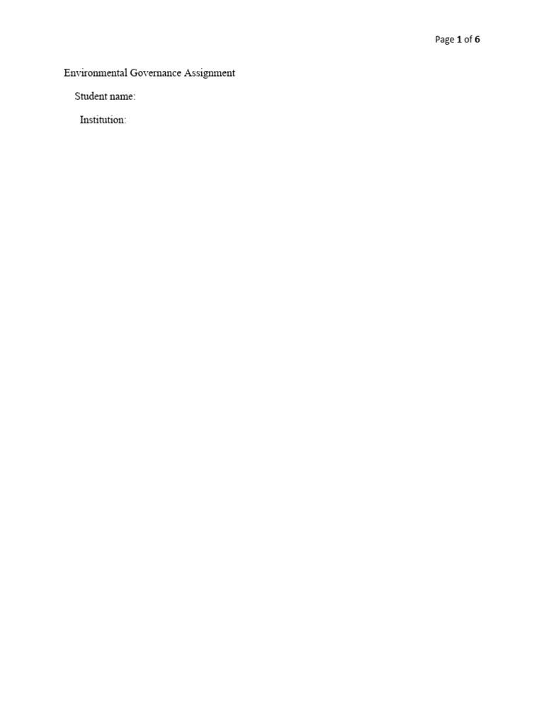 Environmental Governance Assignment Pdf Governance Globalization