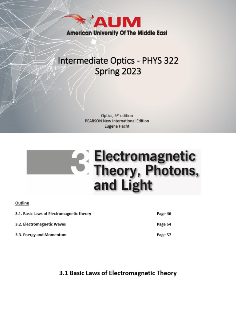Chapter 3 - Electromagnetic Theory, Photon and Light | PDF