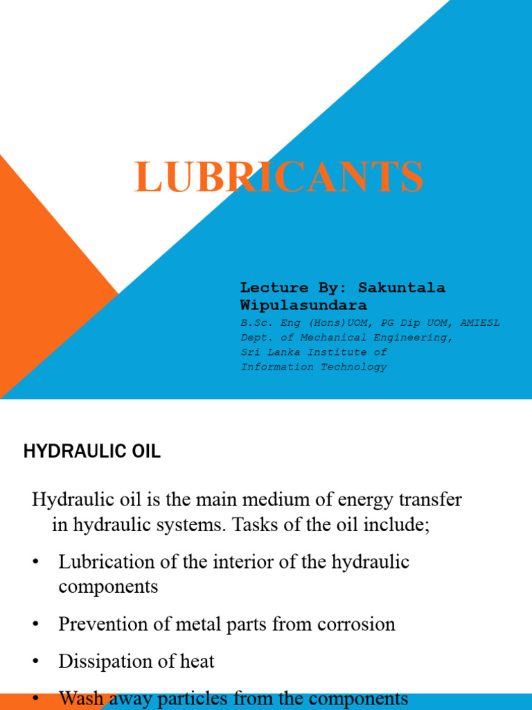 Lecture 3 Lubricants PDF Viscosity Lubricant