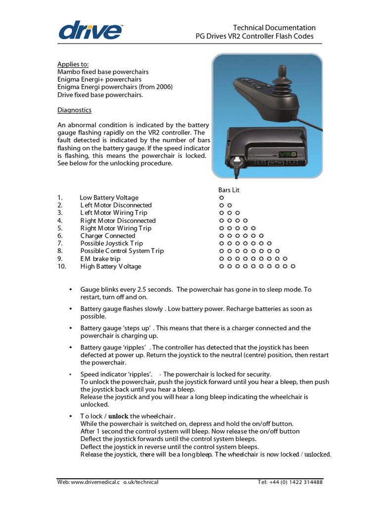 Drive Medical Powerchair Flash Codes PDF Battery Charger Power