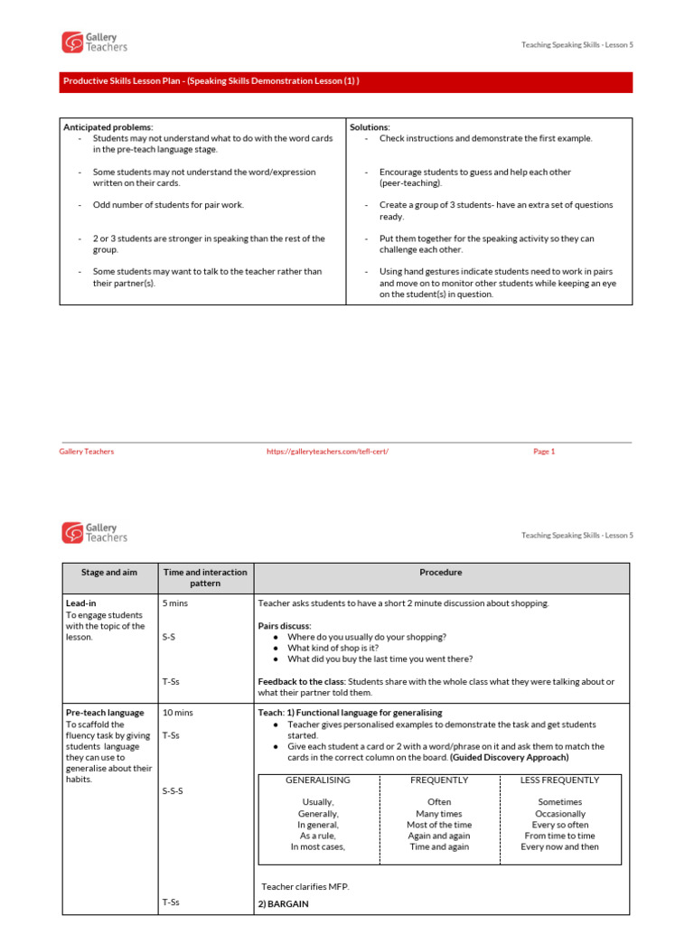 Speaking Lesson Framework Lesson Plan | PDF | Career & Growth | Foreign ...