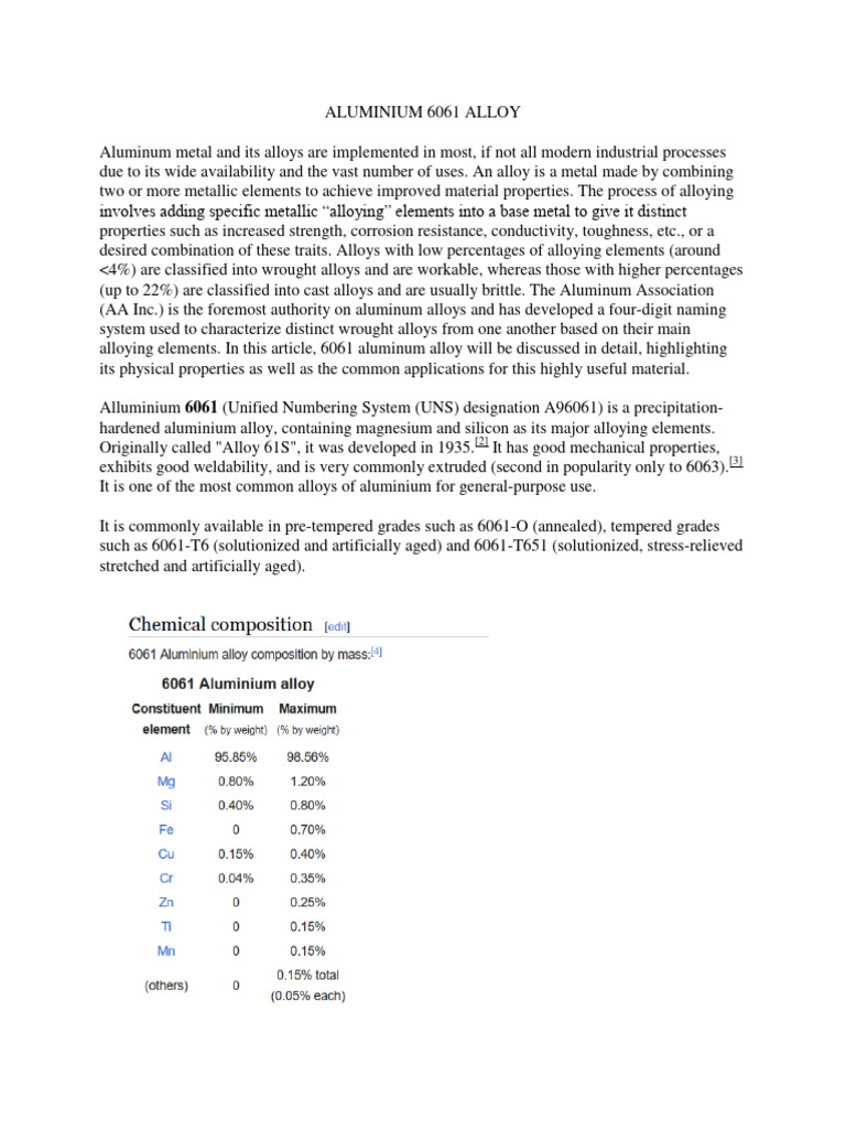 Aluminium 6061 Alloy | PDF | Alloy | Metals