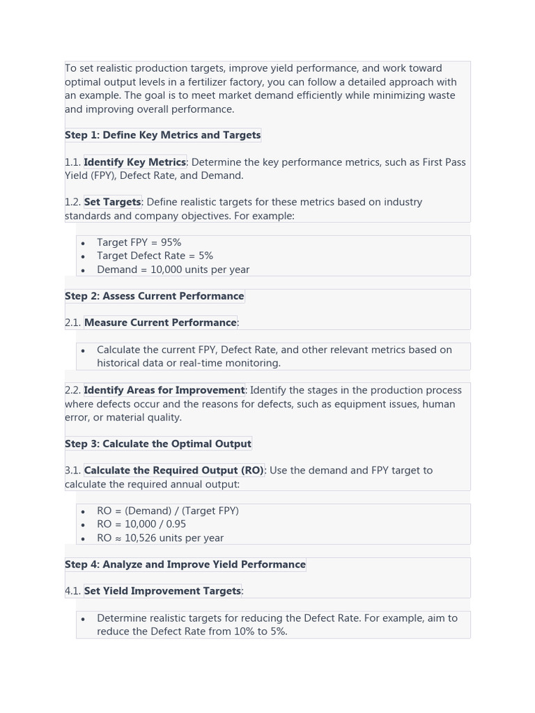 Sample of Improve Performance Yield Calculation | PDF | Performance ...