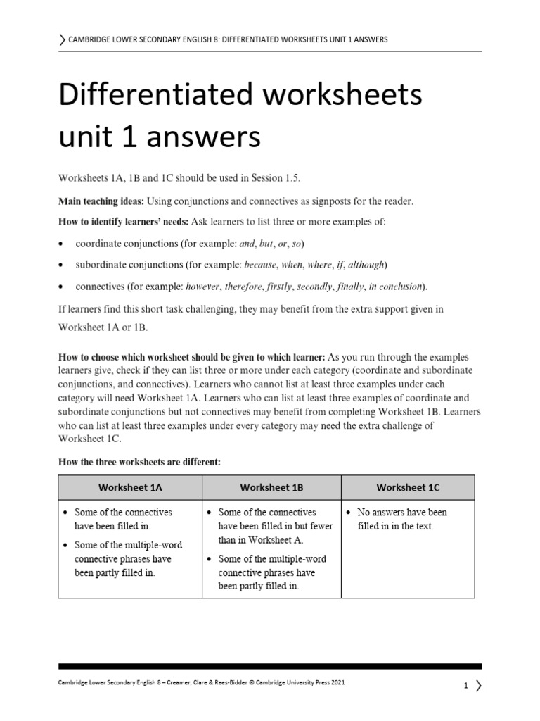 LS English 8 Worksheet Answers PDF