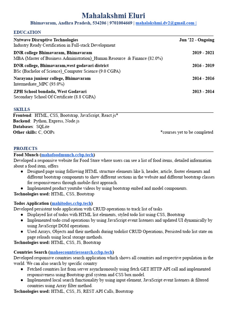 Maha Lakshmi Eluri | PDF