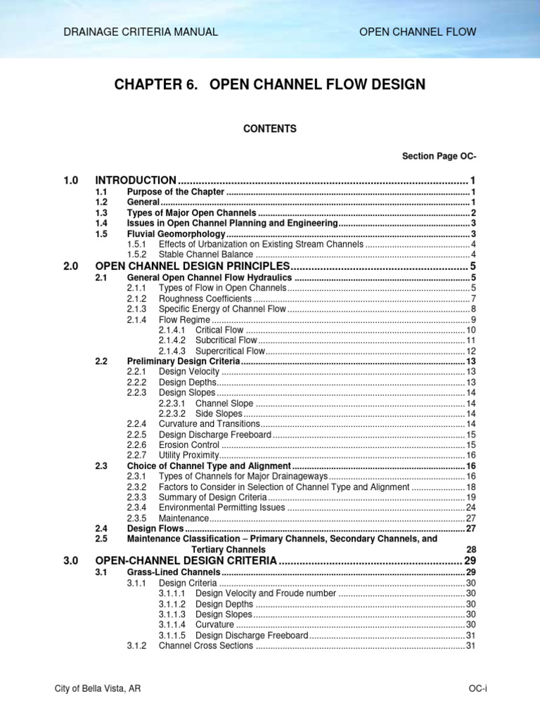 Open Channel Flow Design Manual | PDF | Drainage Basin | River