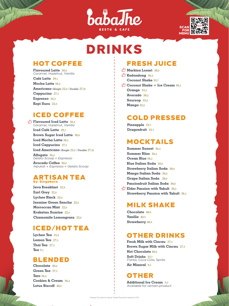 Babathe Menu Minuman 2023 (r01) | PDF | Drink | Soft Drink