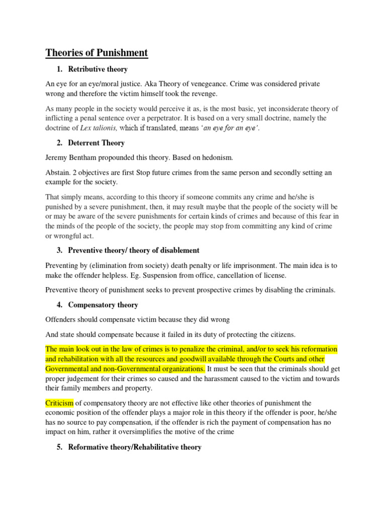 Theories Of Punishment Ipleaders