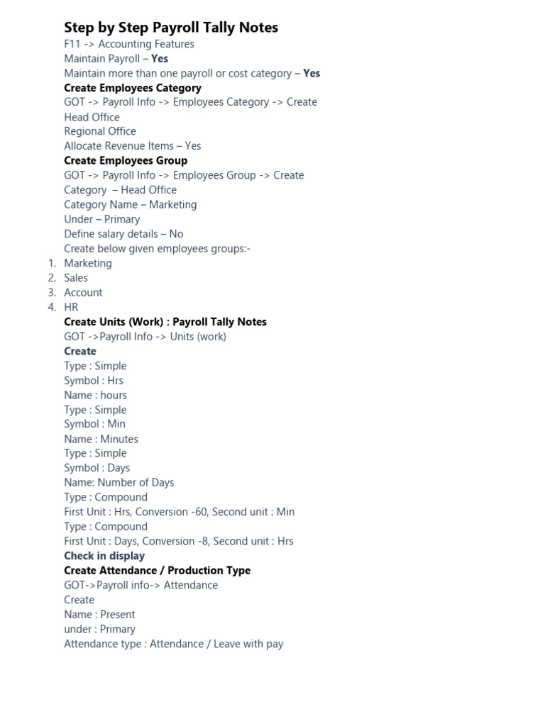 Step-by-Step Tally Payroll Guide | PDF