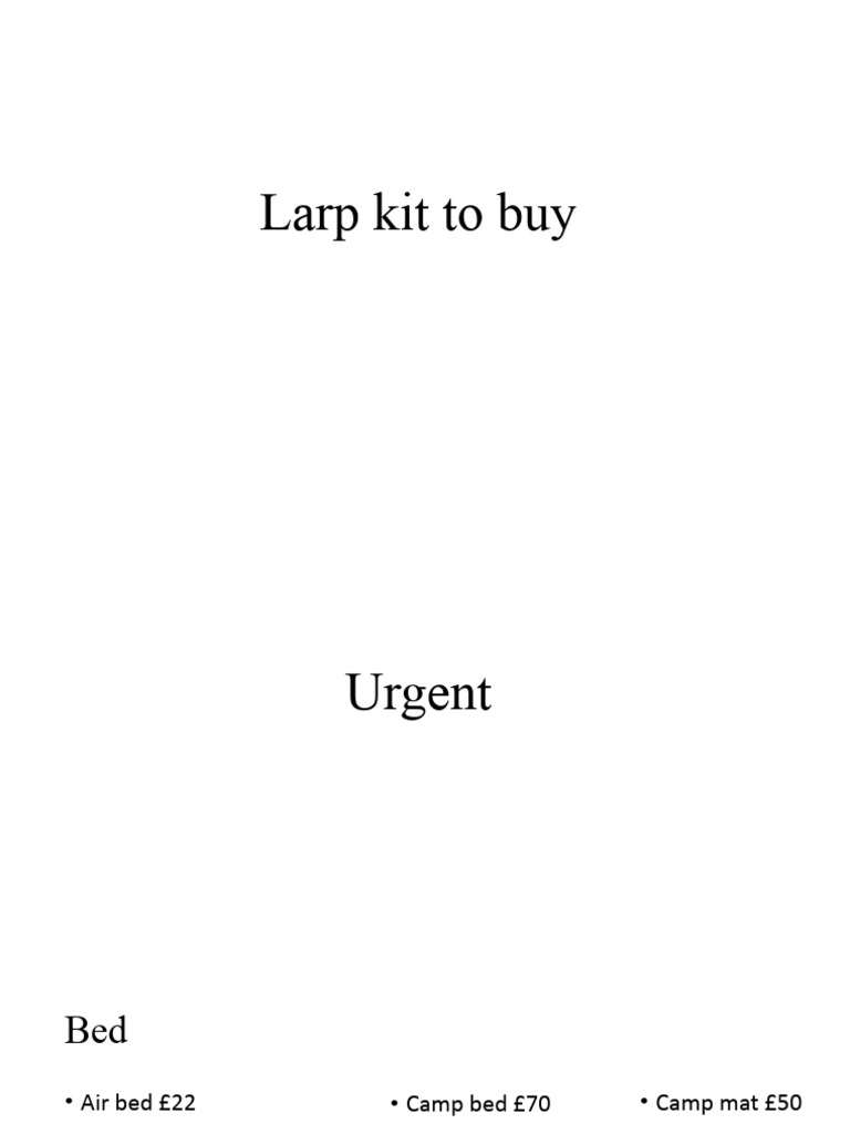Larp Kit To Buy | PDF | Cooking, Food & Wine | Home & Garden