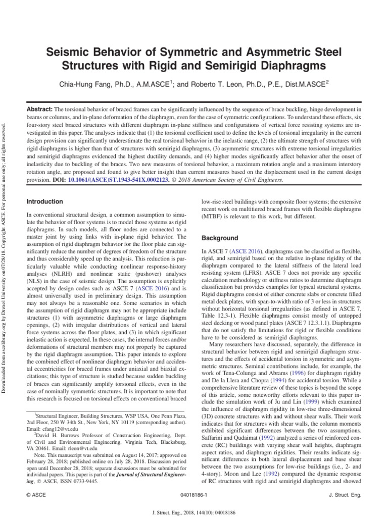 Seismic Behavior of Symmetric and Asymmetric Steel Structures With ...