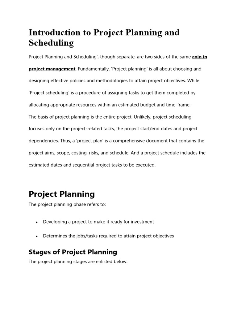 1.0 Introduction To Planning & Scheduling | PDF