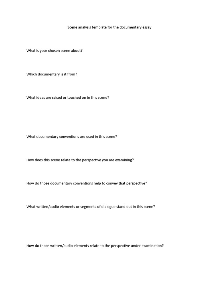 Scene Analysis Template For Documentary Study | PDF | Career & Growth