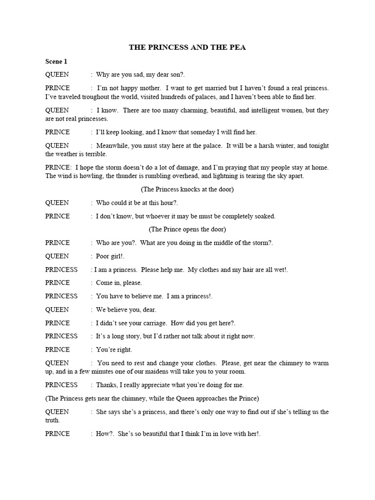 The Princess and the Pea Script | PDF | Bed