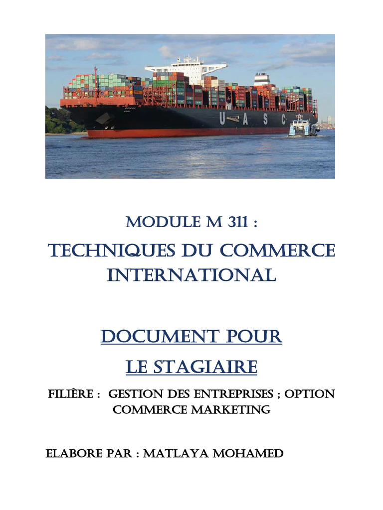 Stagiaire M 311 Techniques Du Commerce International | PDF | Économie |  Relations internationales