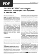 Simulation of A Reactor Considering The Stamicarbon, Snamprogetti, and Toyo Patentes For Obtaining Urea