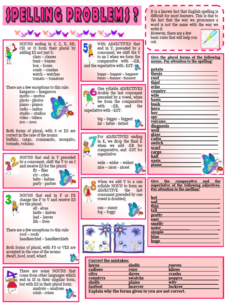 Spelling Worksheet | PDF | Grammatical Number | Plural