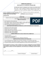 Ordem de Serviço e Ficha de Epi - Auxiliar de Monatgem