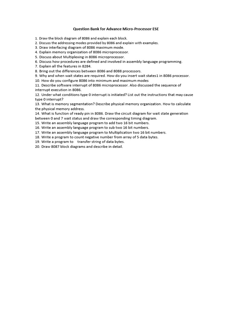 Advanced Microprocessor ESE Question Bank | PDF