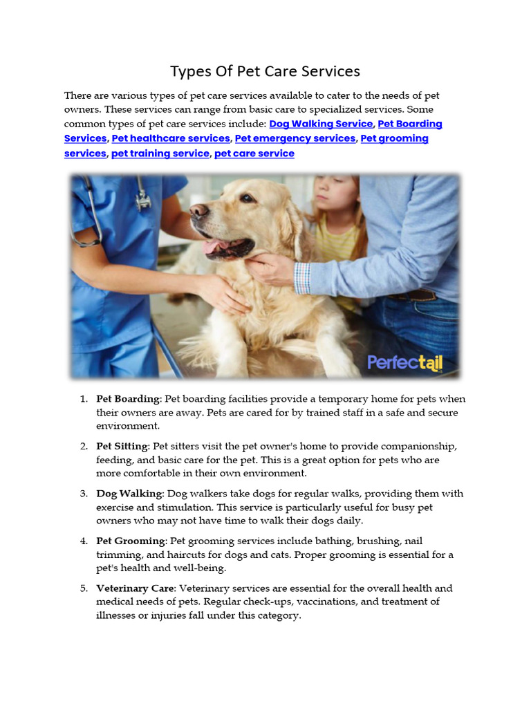 Types of Pet Care Services PDF