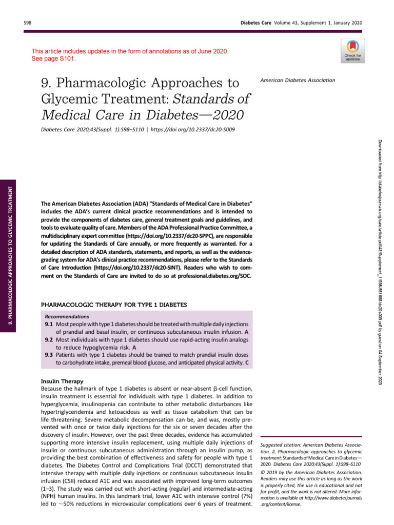 Ada Treatment Standards PDF Diabetes Management Hypoglycemia