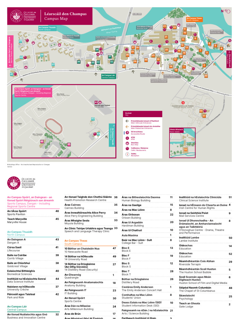 University of Galway Campus A4 Map PDF