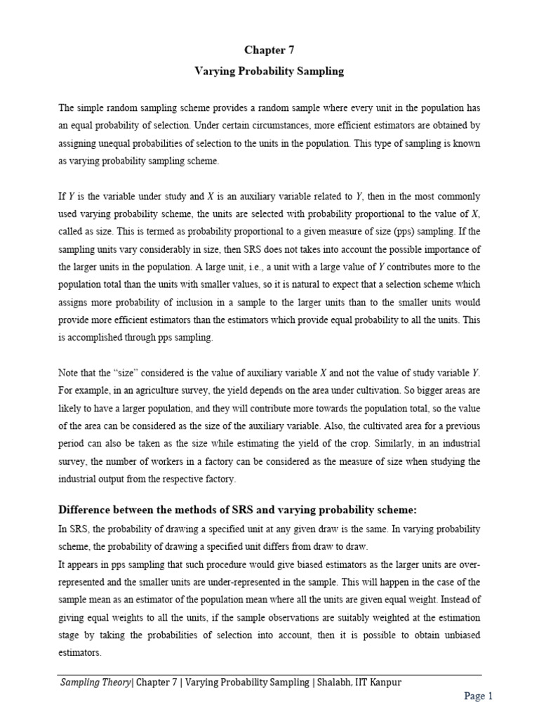 Varying Probability Sampling Explained | PDF | Sampling (Statistics ...