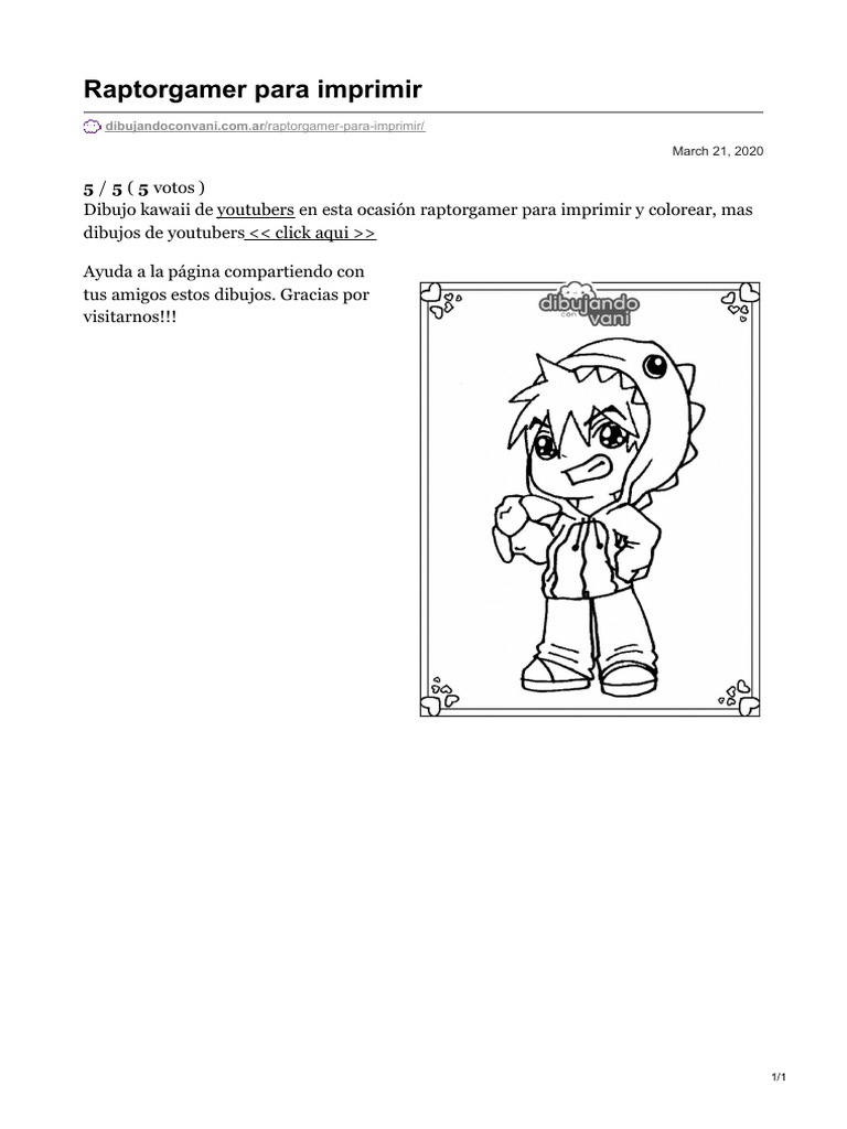 Raptorgamer: Dibujos para Imprimir y Colorear | PDF | Juegos y actividades