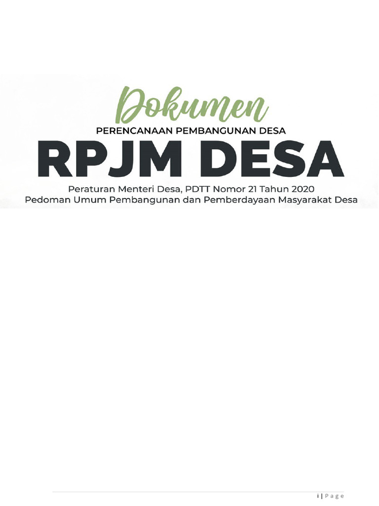 Contoh RPJM Desa untuk Pembangunan | PDF | Pengelolaan Keuangan & Uang