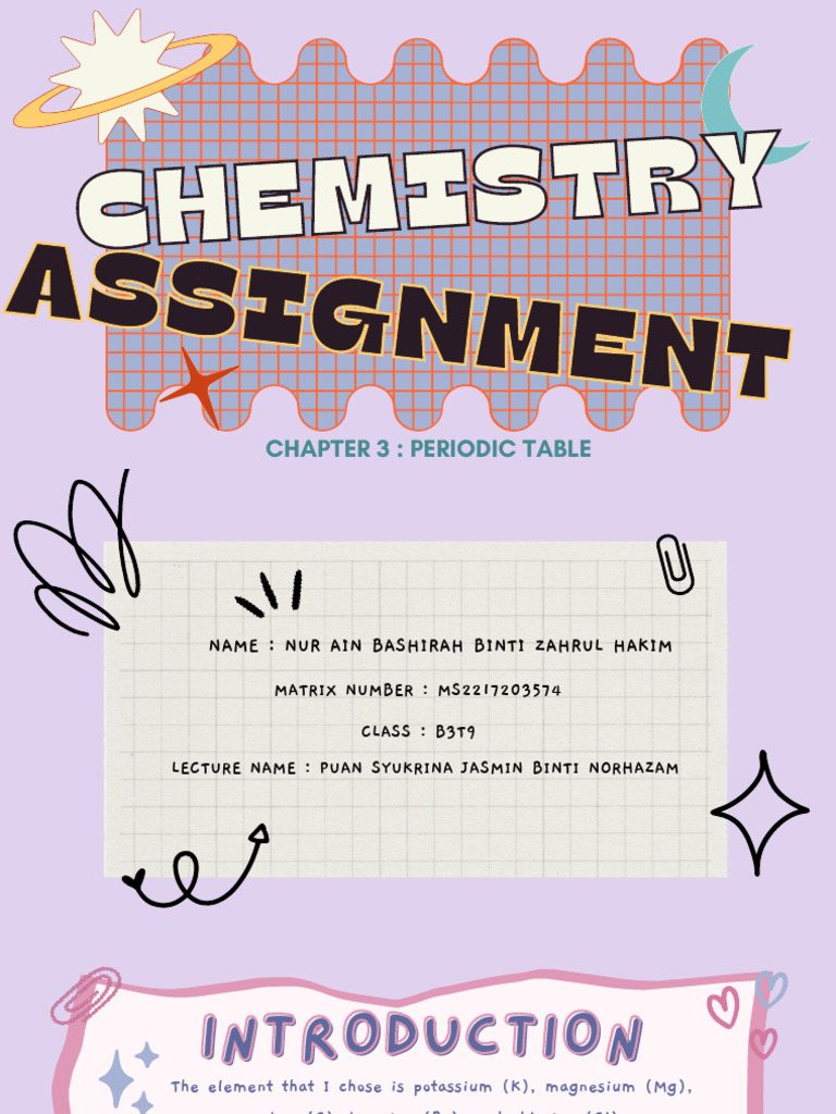 Chemistry Assignment on Periodic Table Elements | PDF | Ion | Ionic Bonding