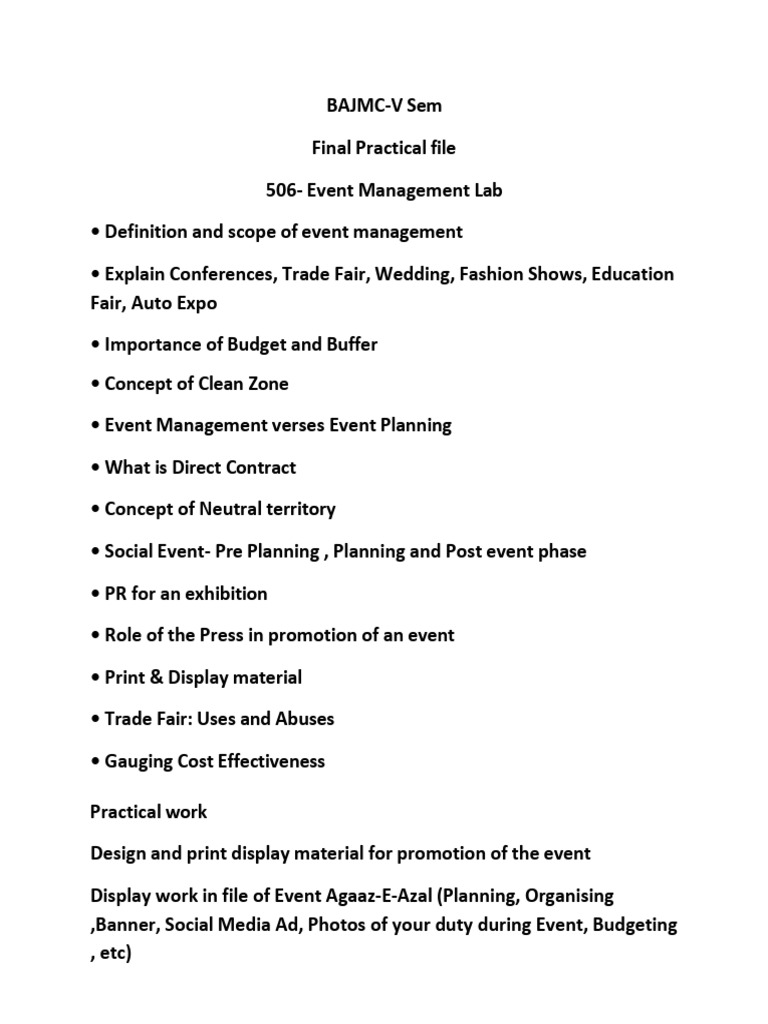 Event Management Scope and Activities | PDF