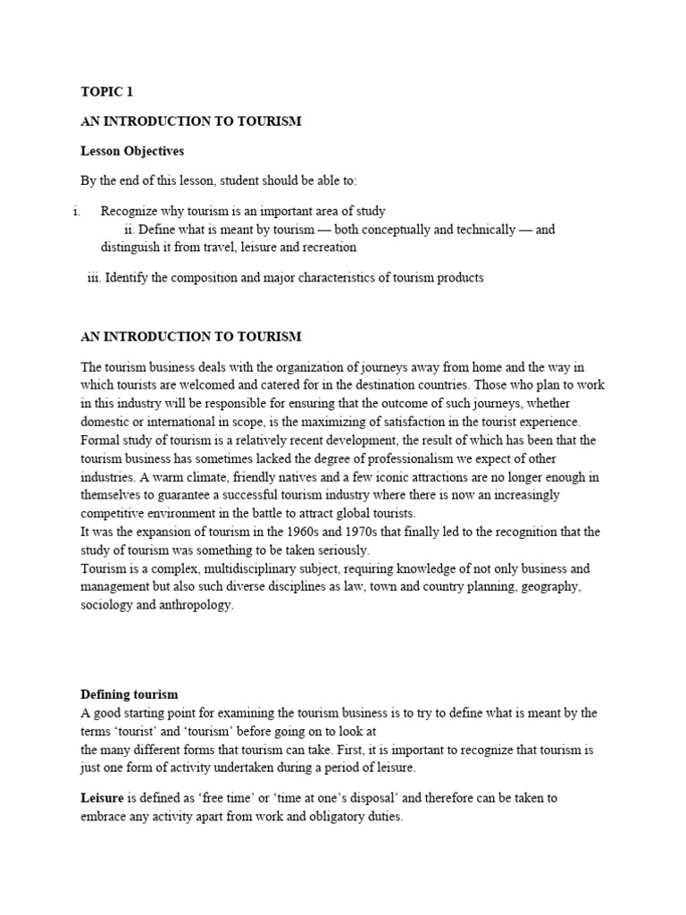 Structure Of Travel And Tourism Pdf Tourism Resort