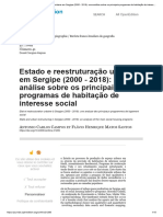 Estado e Reestruturação Urbana em Sergipe (2000 - 2018) - Uma Análise Sobre Os Principais Programas de Habitação de Interesse Social